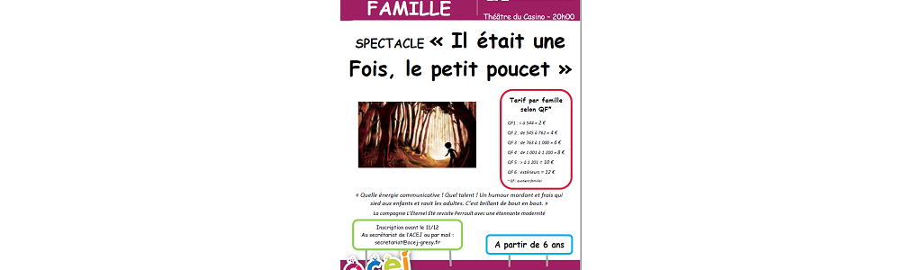 SORTIE FAMILLE&nbsp;: Spectacle